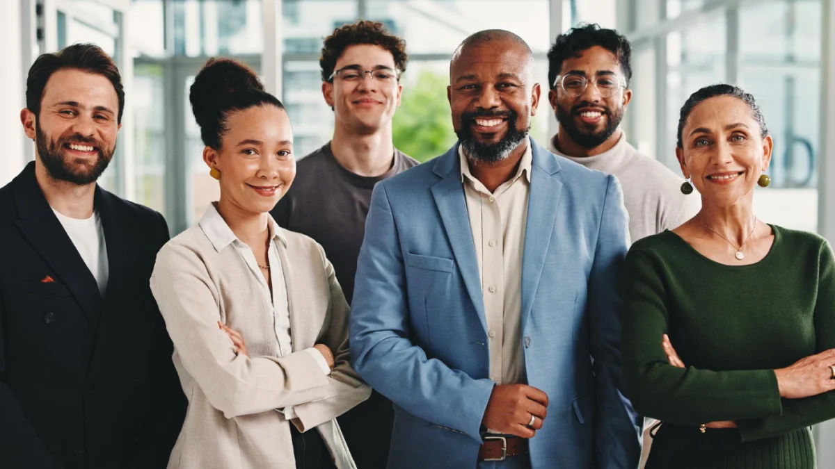 Group of employees smiling